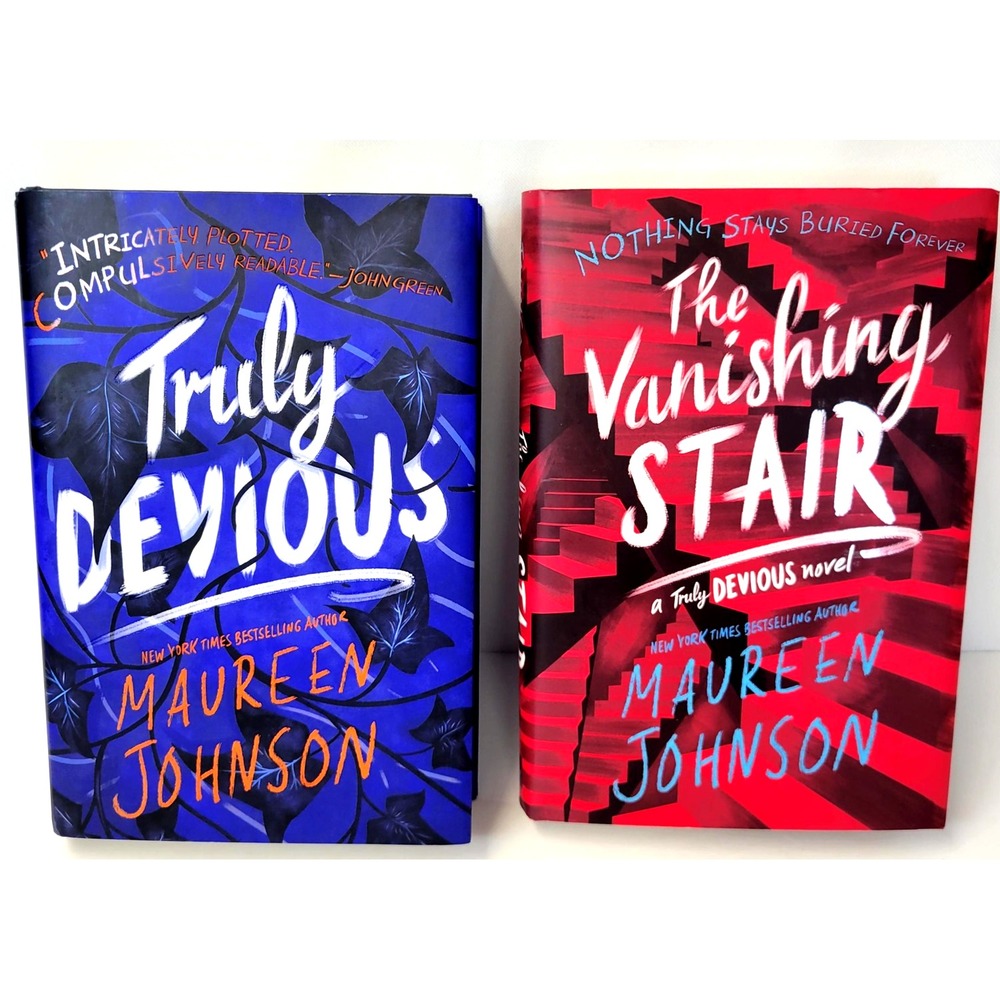 Truly Devious & Vanishing Stair Maureen Johnson 2 HC Lot Blue Red YA Mystery